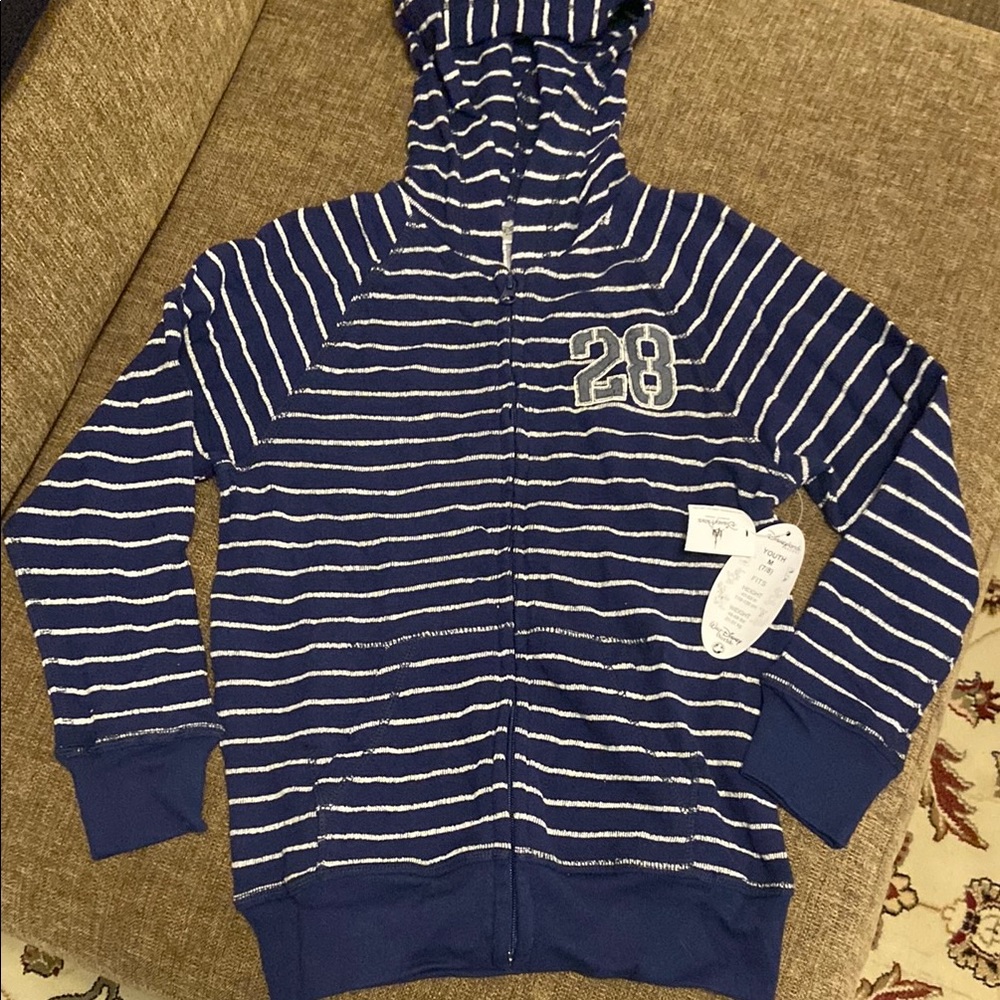 NWT Walt Disney World Parks Youth Mickey Mouse striped zip up hoodie jacket